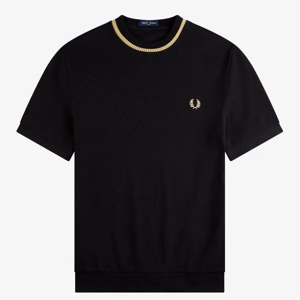 Fred Perry Crew Neck Pique T-Shirt - Black