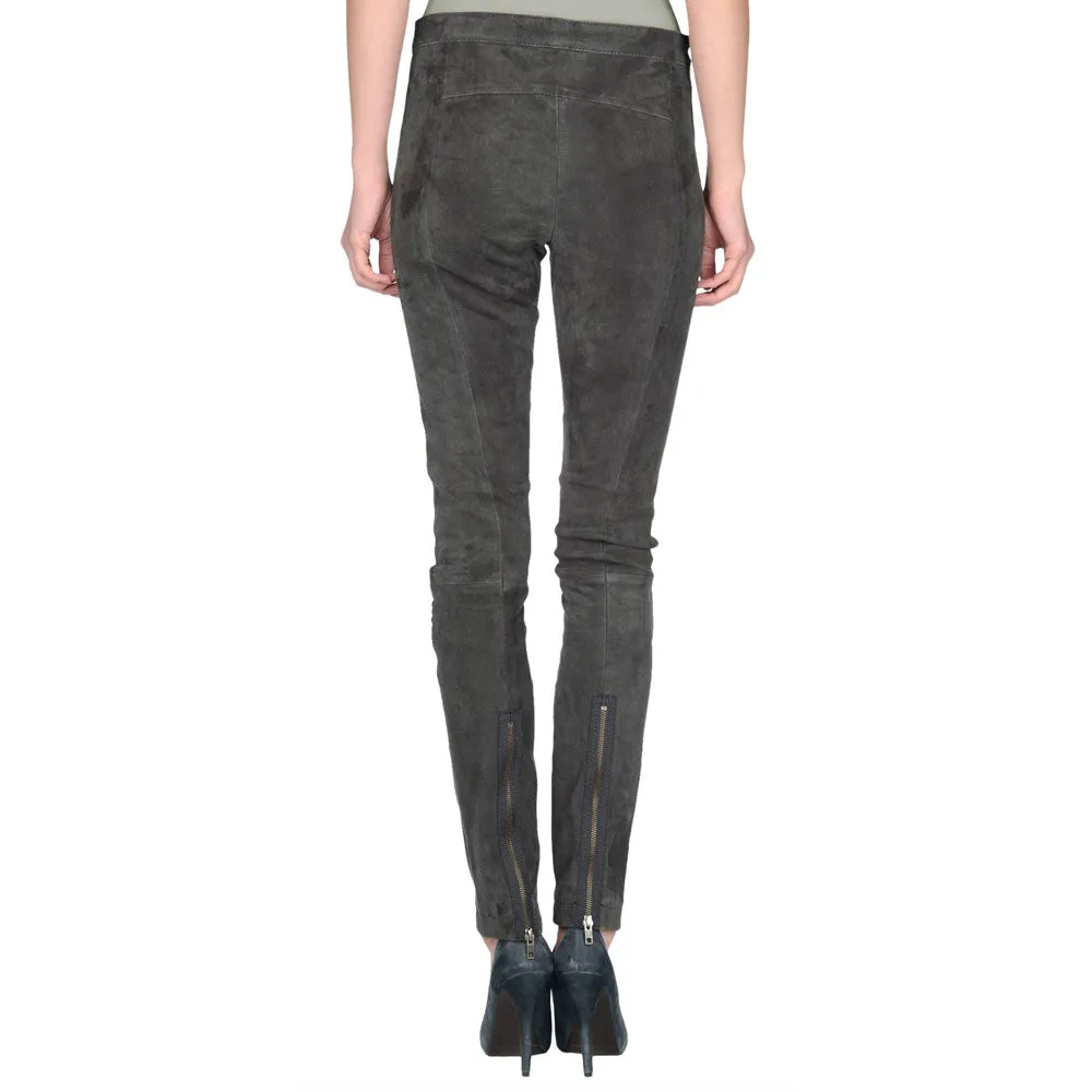 Grey Suede leather pants