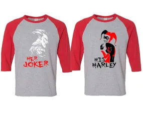 Her Joker His Harley Couple Baseball T Shirts, Matching Couple Baseball Shirts.