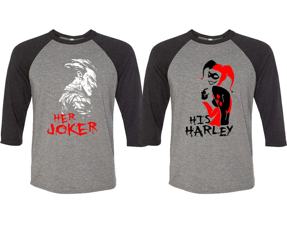 Her Joker His Harley Couple Baseball T Shirts, Matching Couple Baseball Shirts.