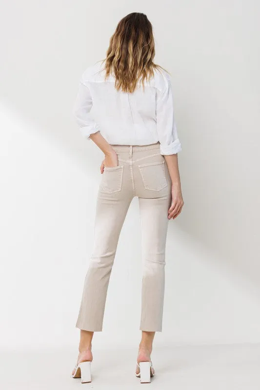 HIGH RISE SLIM STRAIGHT CROP JEANS- Grey Violeta