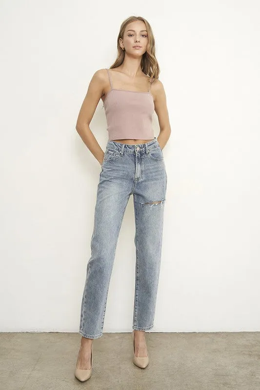 High Waist Straight Jeans