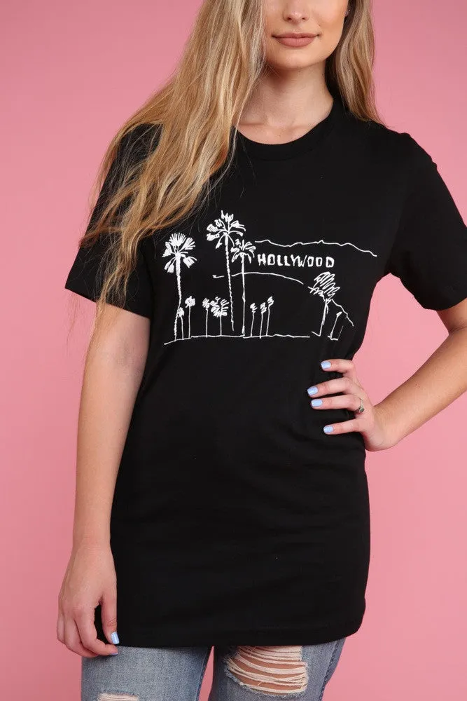 Hollywood, California Black Graphic Unisex Tee