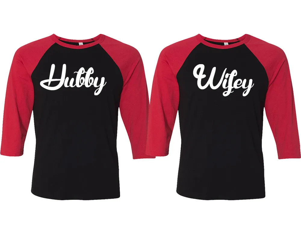 Hubby Wifey Couple Matching 3/4 Sleeve Baseball Shirts