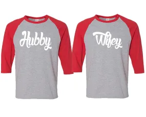 Hubby Wifey Couple Matching 3/4 Sleeve Baseball Shirts