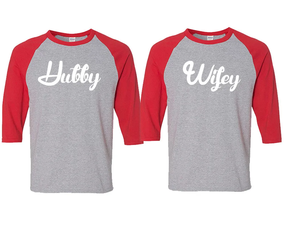 Hubby Wifey Couple Matching 3/4 Sleeve Baseball Shirts