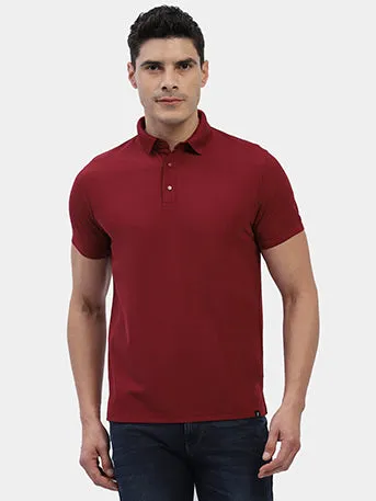 Hummel Men Maroon Swift Sports Polo Collar Tshirt