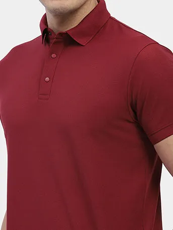 Hummel Men Maroon Swift Sports Polo Collar Tshirt