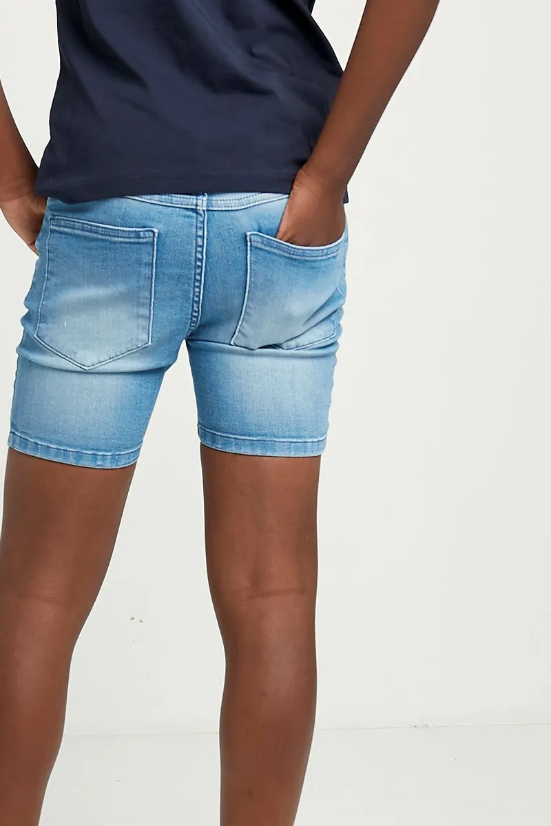 Junior Sustainable Denim Shorts - Light Blue Wash