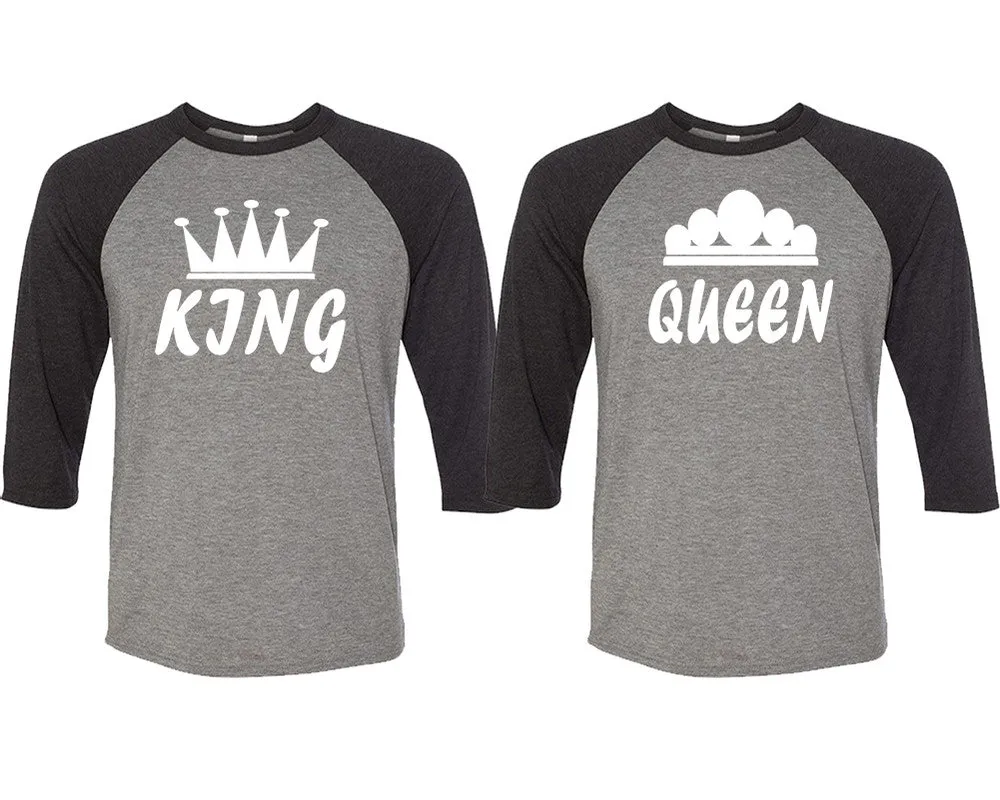 King Queen Couple Matching Baseball Shirts