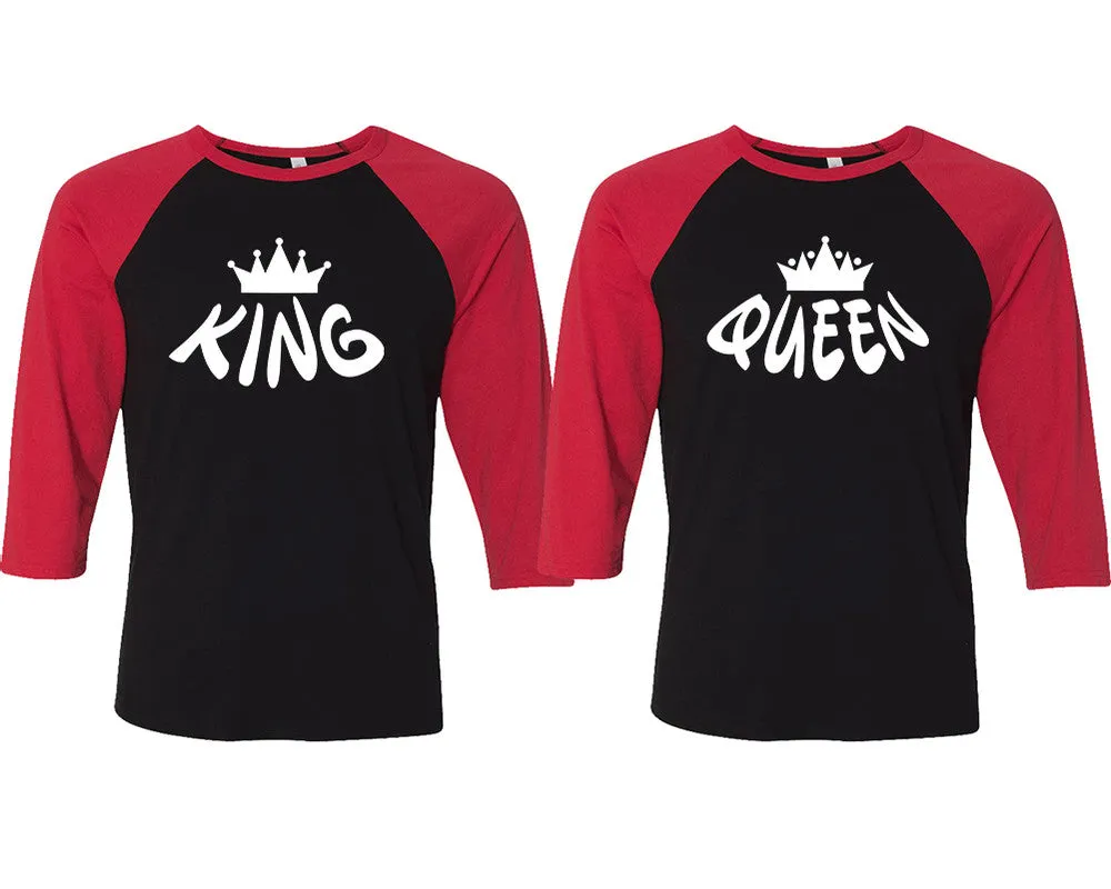 King Queen Couple Matching Baseball T Shirts