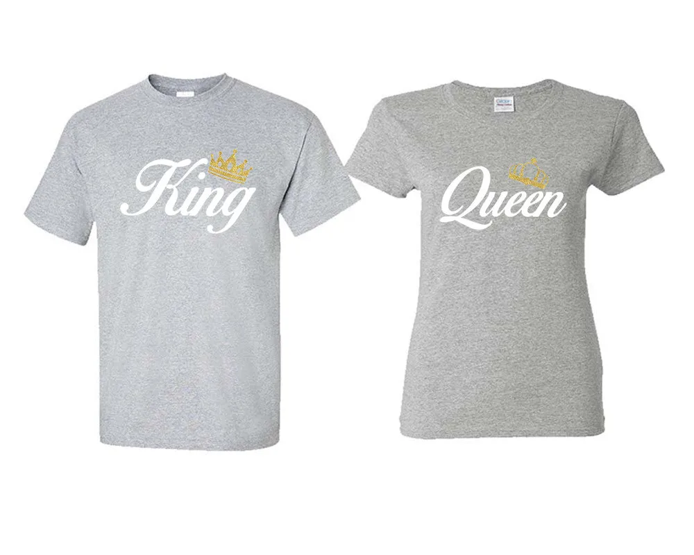 King Queen Couple Matching T Shirts Man and Woman Style Shirts