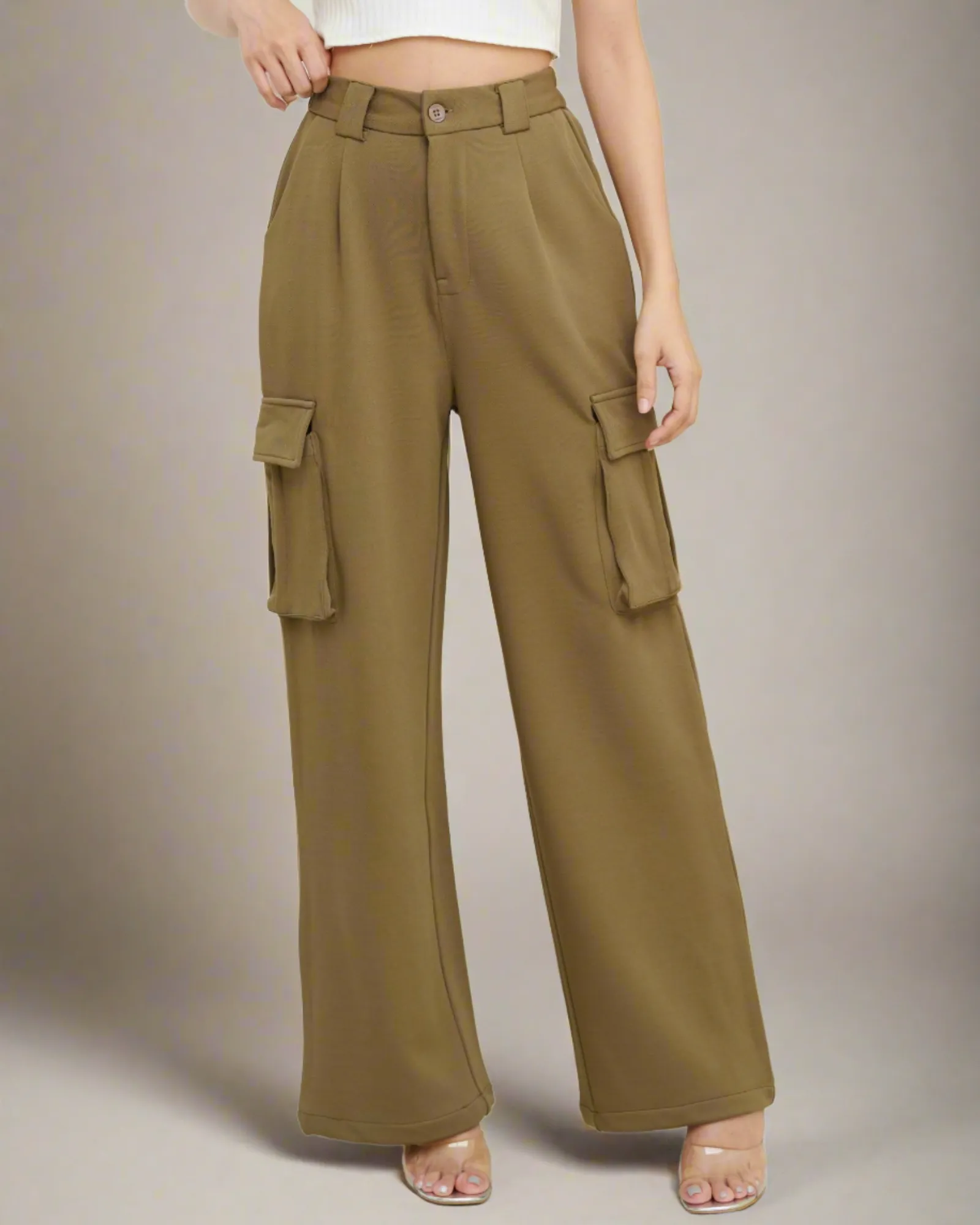 Korean Baggy High Waist Cargo Pants