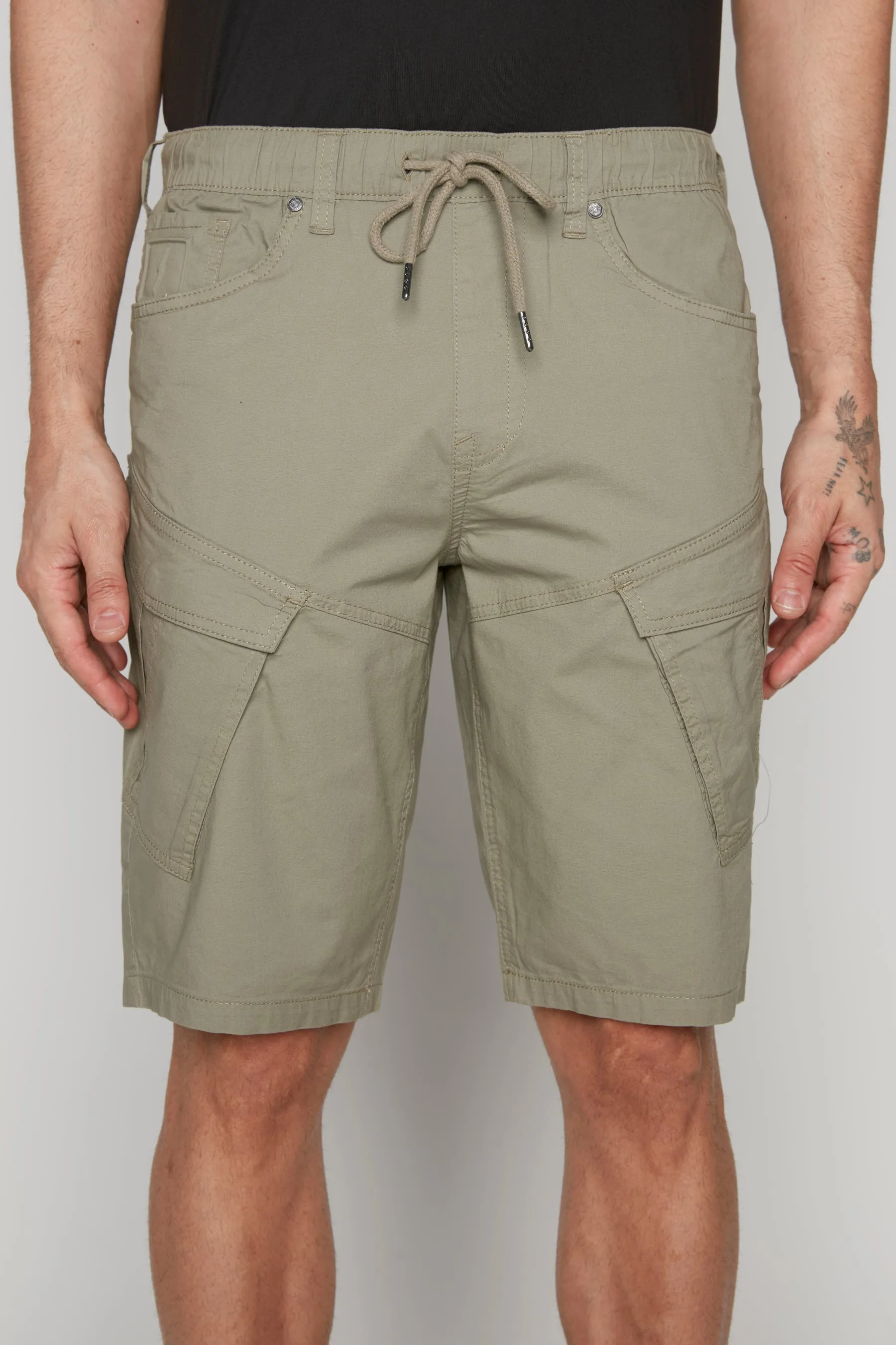 KRAVITZ - Mens 5-Pockets Pull-On Cargo Poplin Shorts - Light Olive