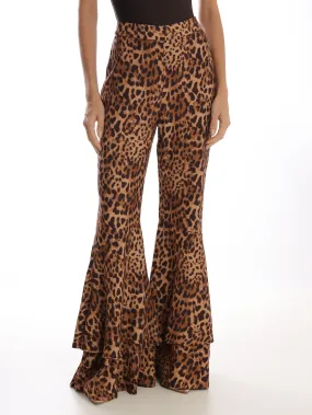 Leopard Ruffle Detail Pants