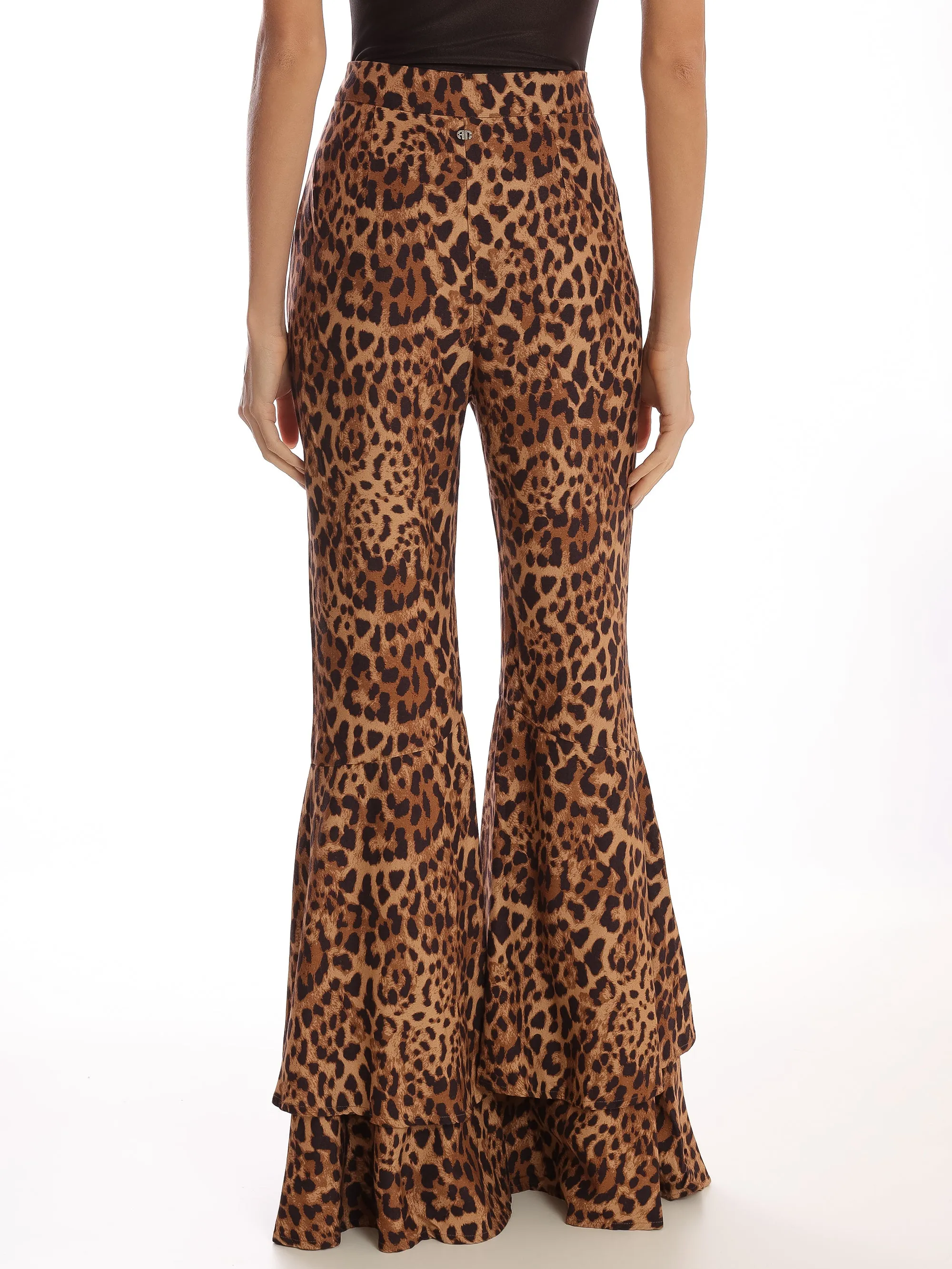 Leopard Ruffle Detail Pants