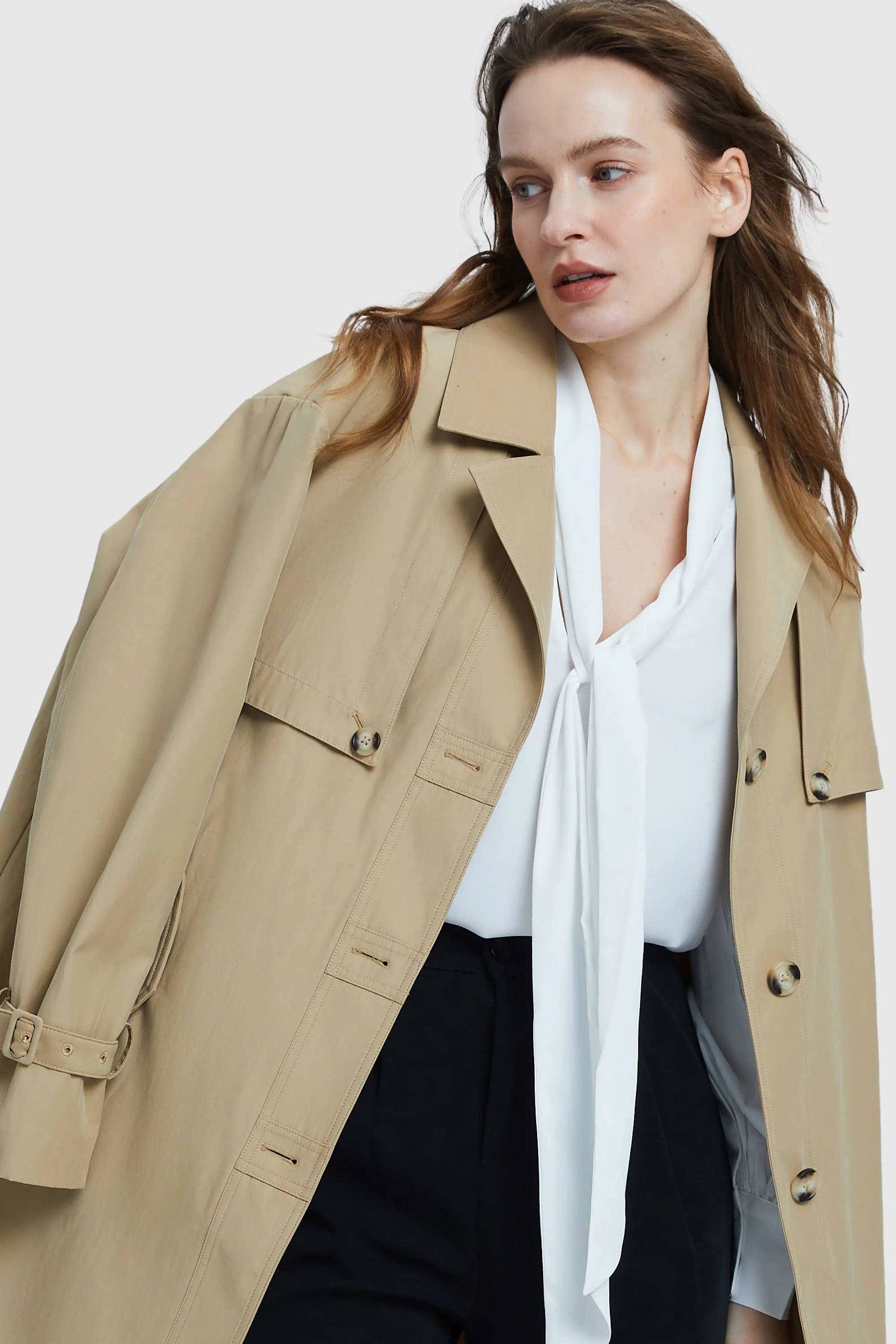 Long Single Breasted Trench Coat with Belt