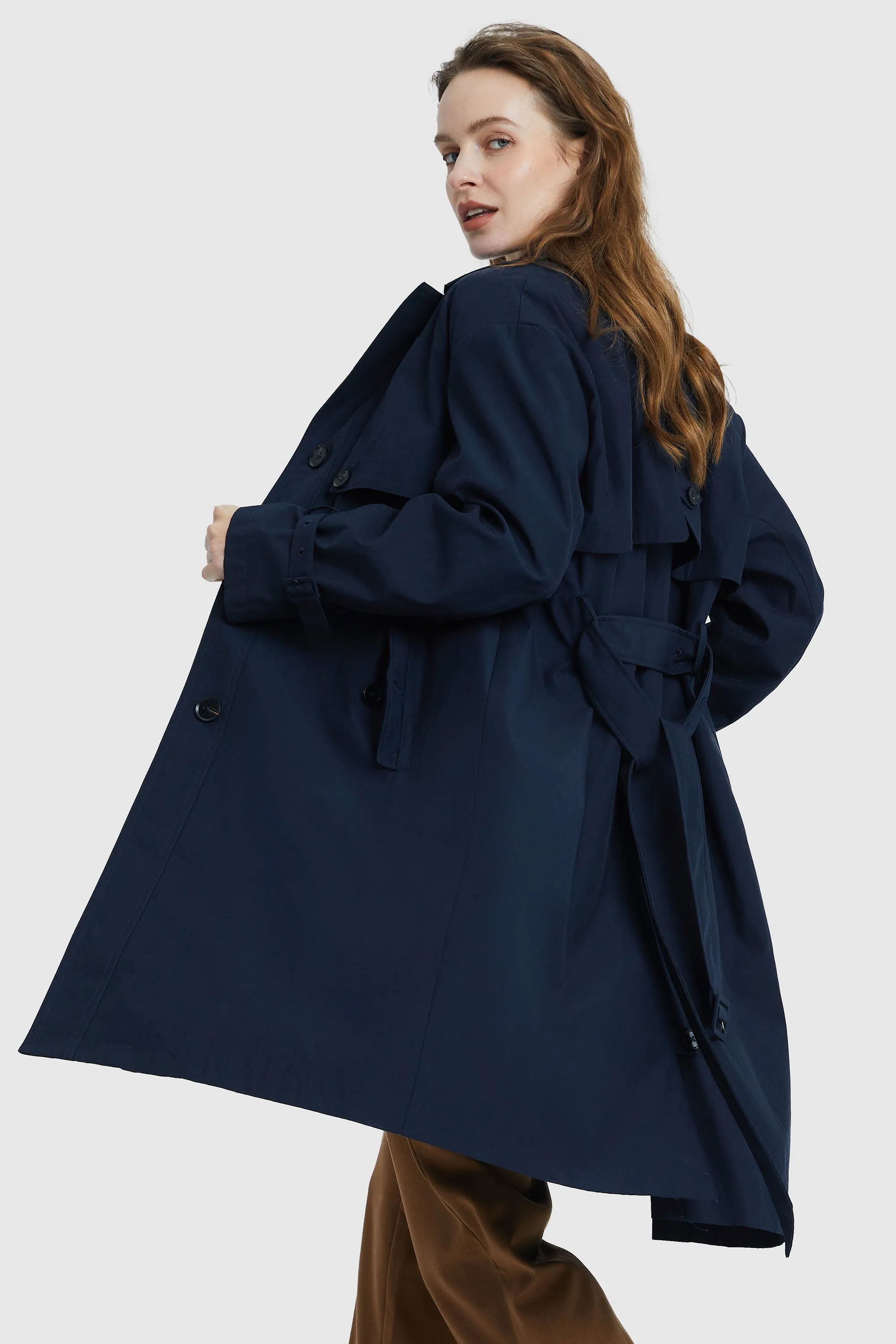 Long Single Breasted Trench Coat with Belt