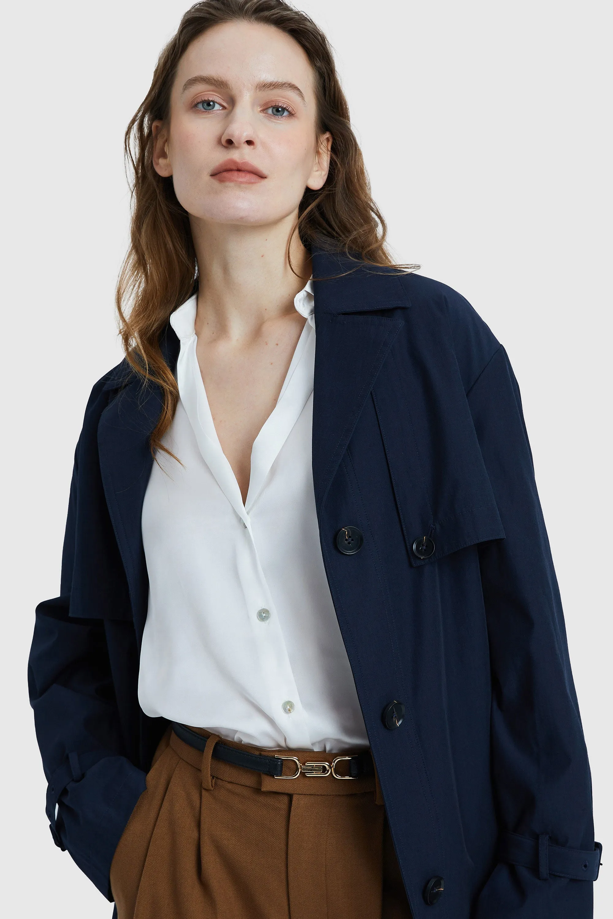 Long Single Breasted Trench Coat with Belt