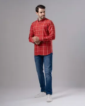 LONG SLEEVE CHECKERED SHIRT - MELON