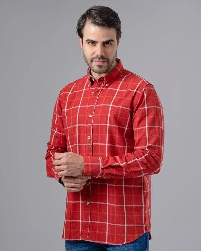 LONG SLEEVE CHECKERED SHIRT - MELON