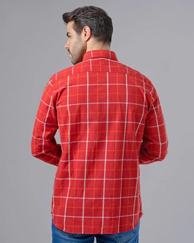 LONG SLEEVE CHECKERED SHIRT - MELON