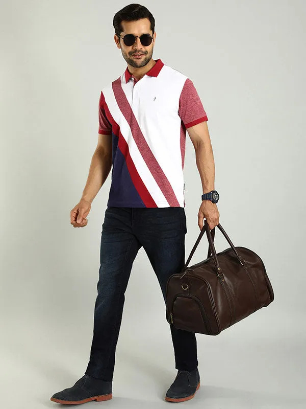 Men Color Block Polo T-Shirt