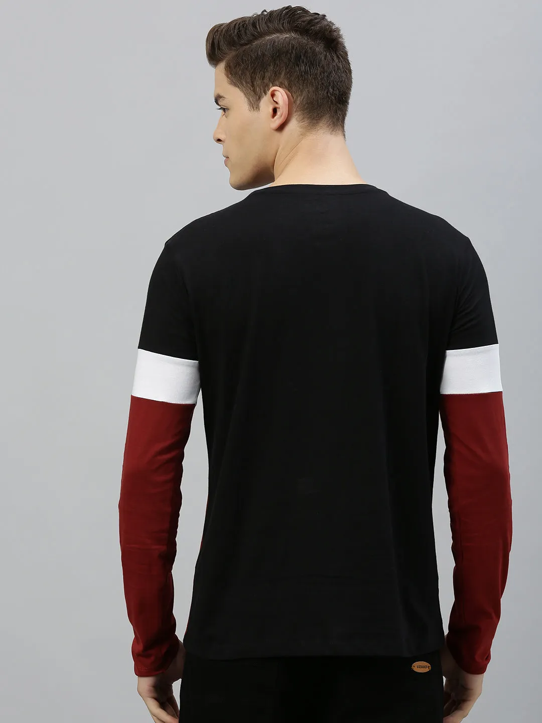 Men's Black, White, Maroon Full Sleeve Round Neck Cotton T-Shirt