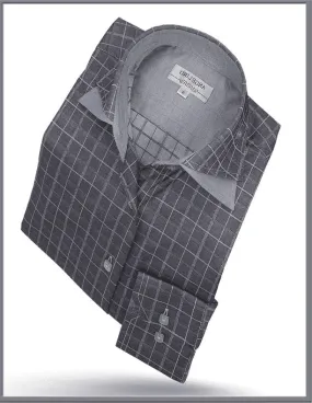 Men's Cotton Shirt - Double Collar Shirt Grey