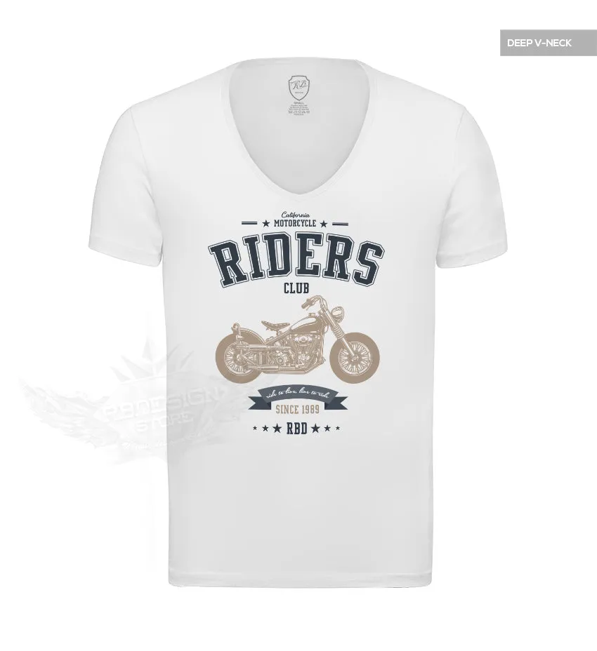 Mens Graphic T-shirt California Motorcycle Riders Blue/Beige MD881