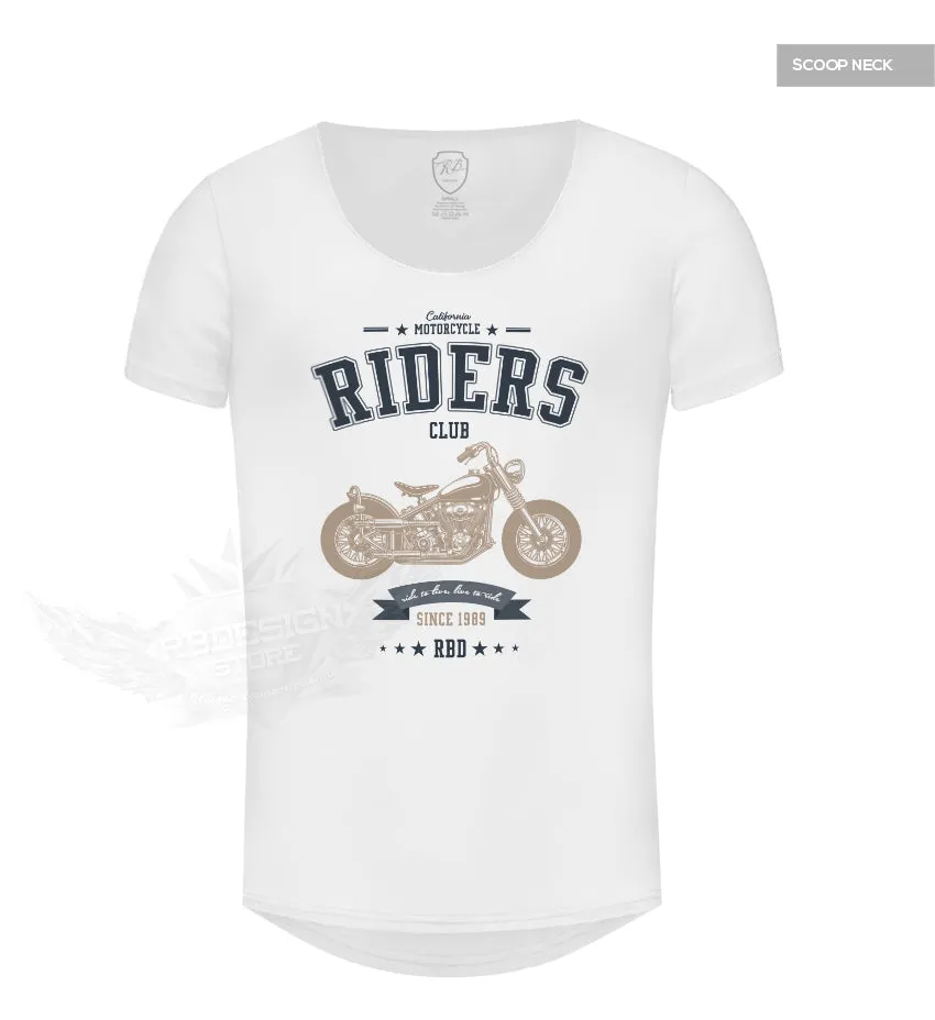 Mens Graphic T-shirt California Motorcycle Riders Blue/Beige MD881