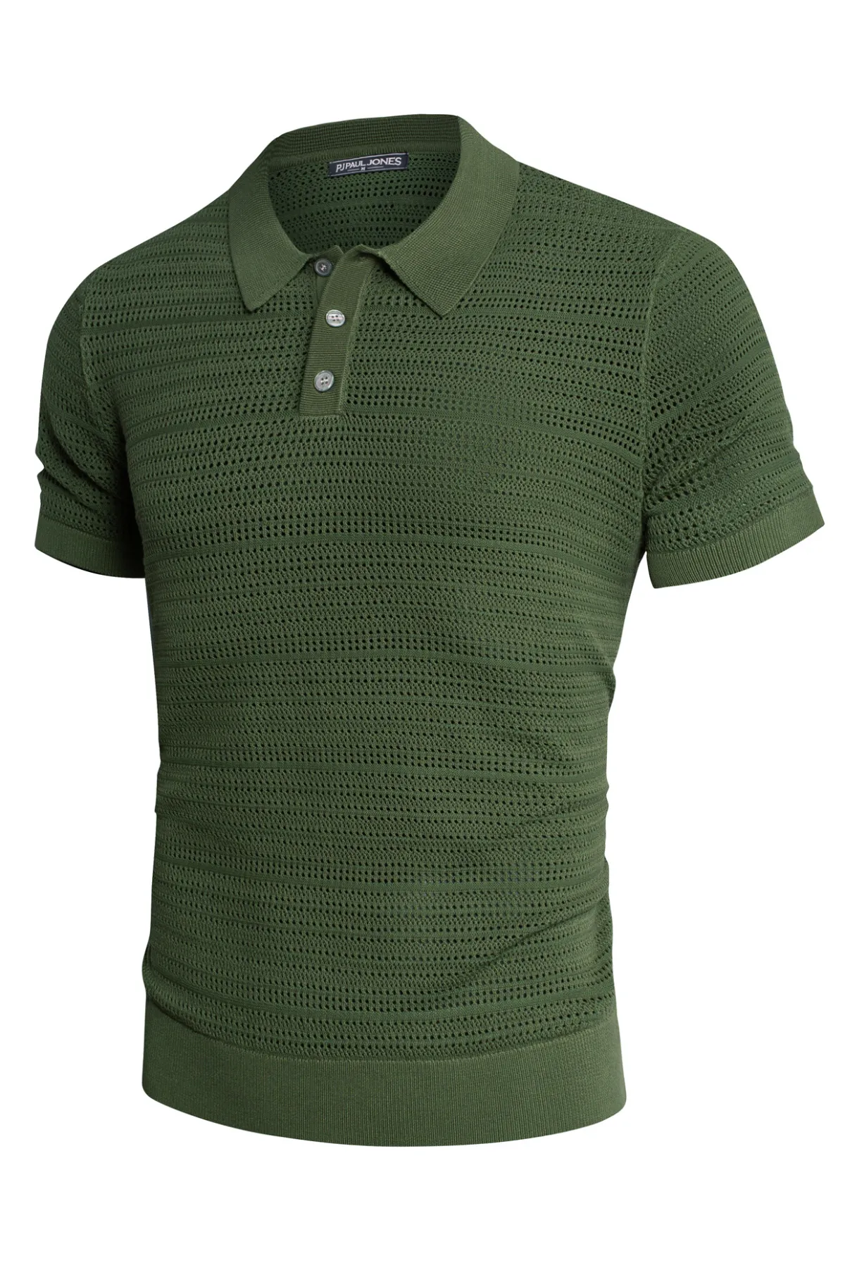 Men's Hollow Out Polo Shirt Short Sleeve Knit Casual Lightweight Tops