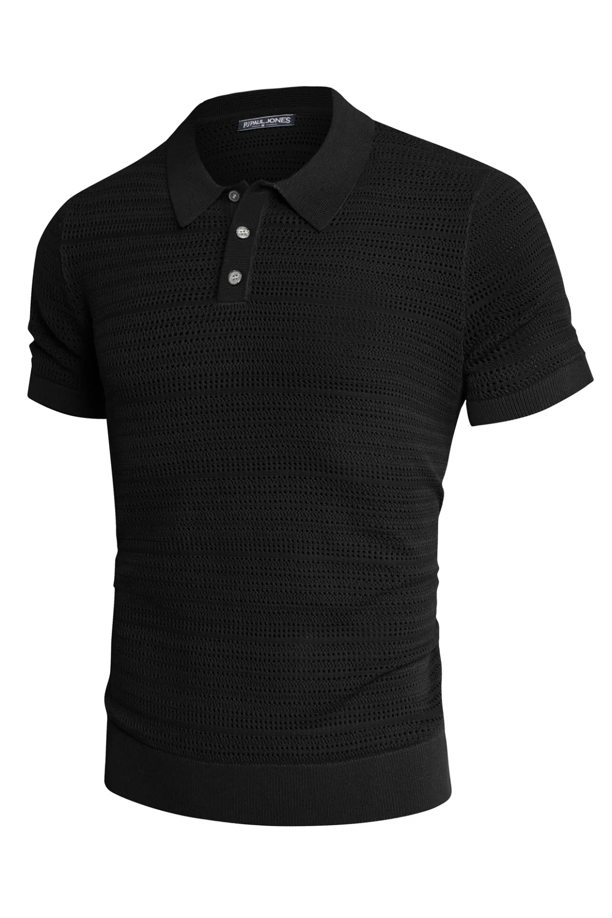 Men's Hollow Out Polo Shirt Short Sleeve Knit Casual Lightweight Tops