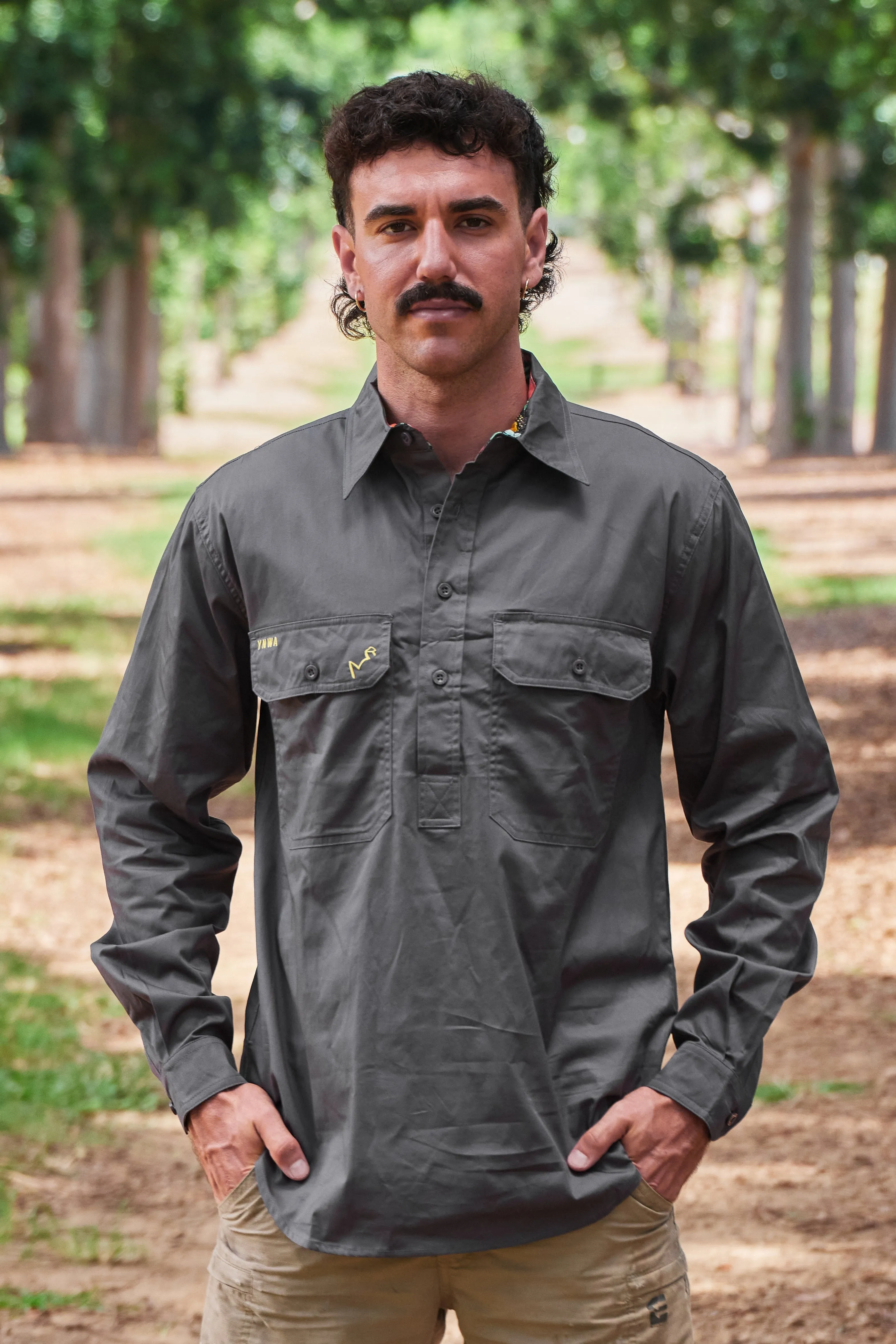 Mens Undercover Mutter Half-Button Workshirt - Swoopy Bois Collection