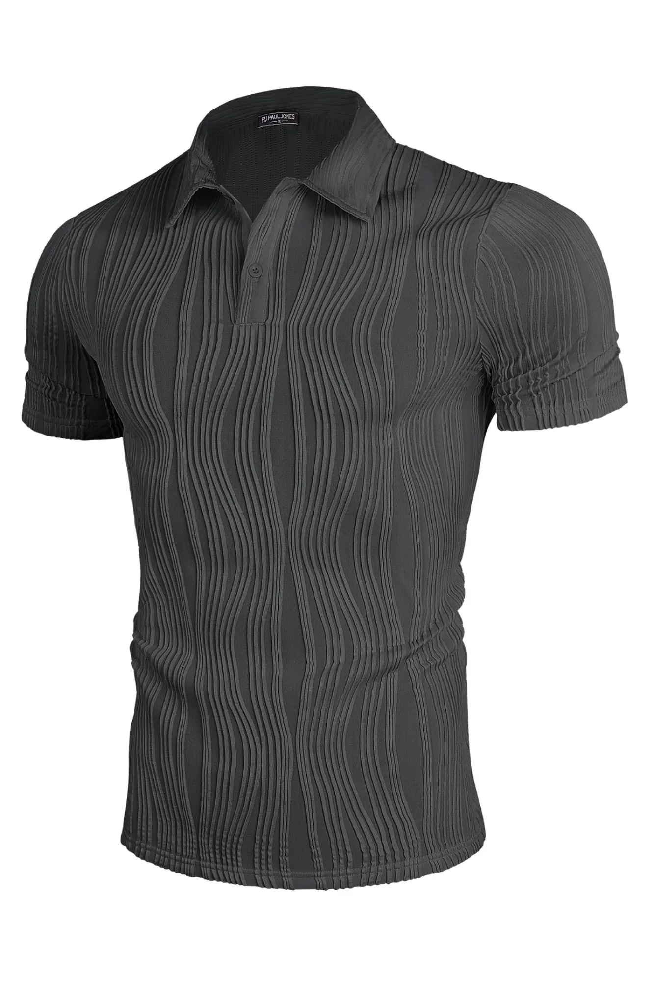 Mens Textured Knit Polo Shirts Regular Fit Stretchy Golf Shirts