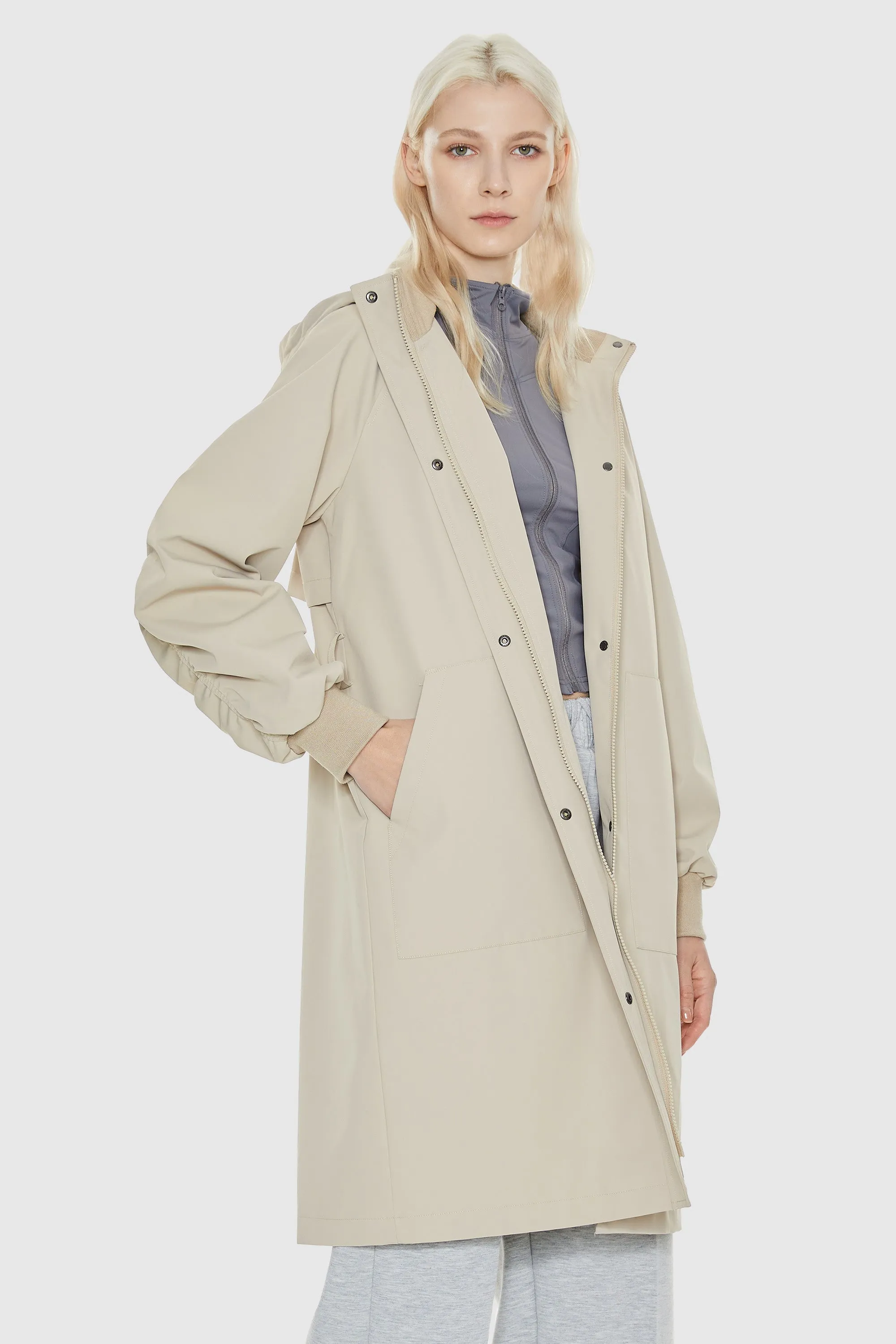 Mid-Length Hooded Belted Trench Coat