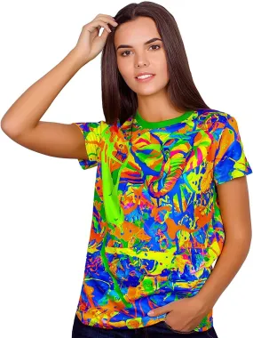 Neon Women T-Shirt in UV Fluorescent Elegant Elephant