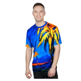 Palms Print T-Shirts Neon Glow in UV Fluorescent Hawaii Palm