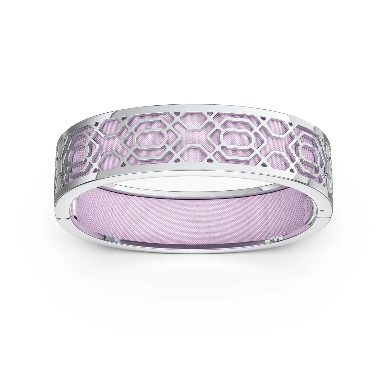 Peranakan Grace Bangle - Frangipani Pink - Sterling Silver