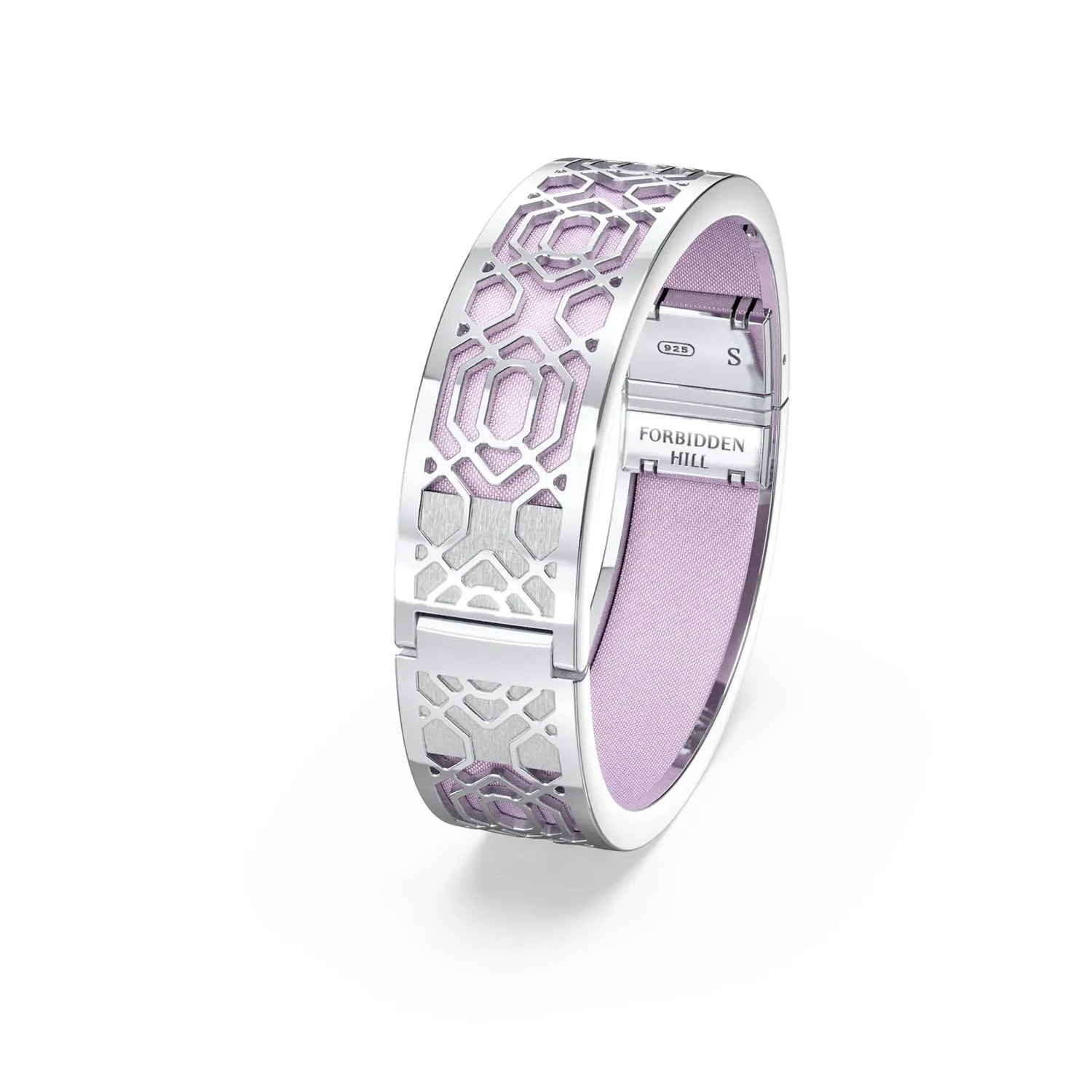 Peranakan Grace Bangle - Frangipani Pink - Sterling Silver