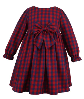 Popatu Baby Girls Plaid Dress with Side Bow