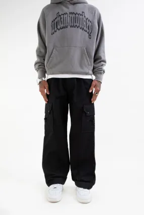 Ripstop Wide Leg Cargo Pants // Black