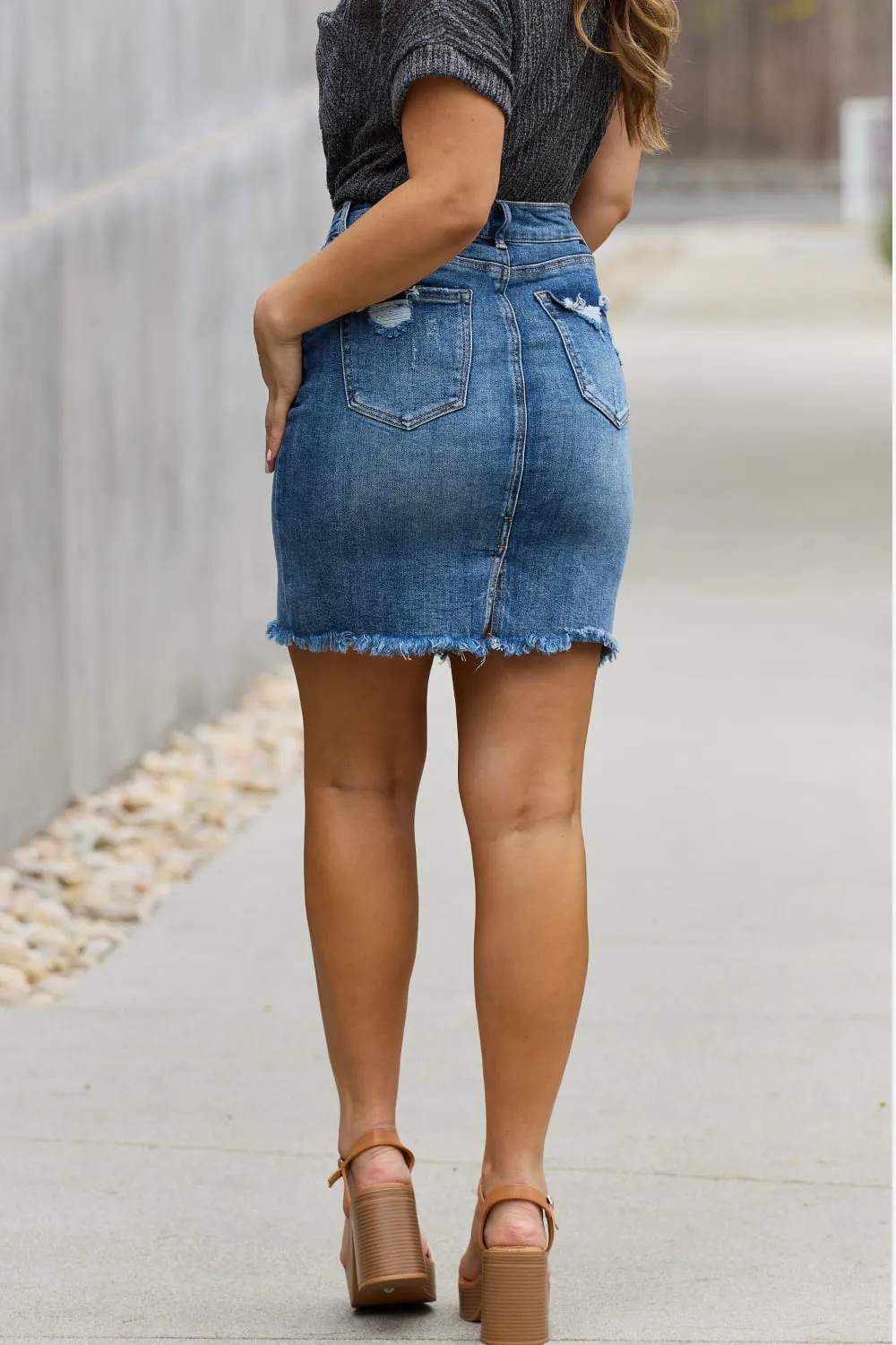 RISEN, Full Size Denim Mini Skirt