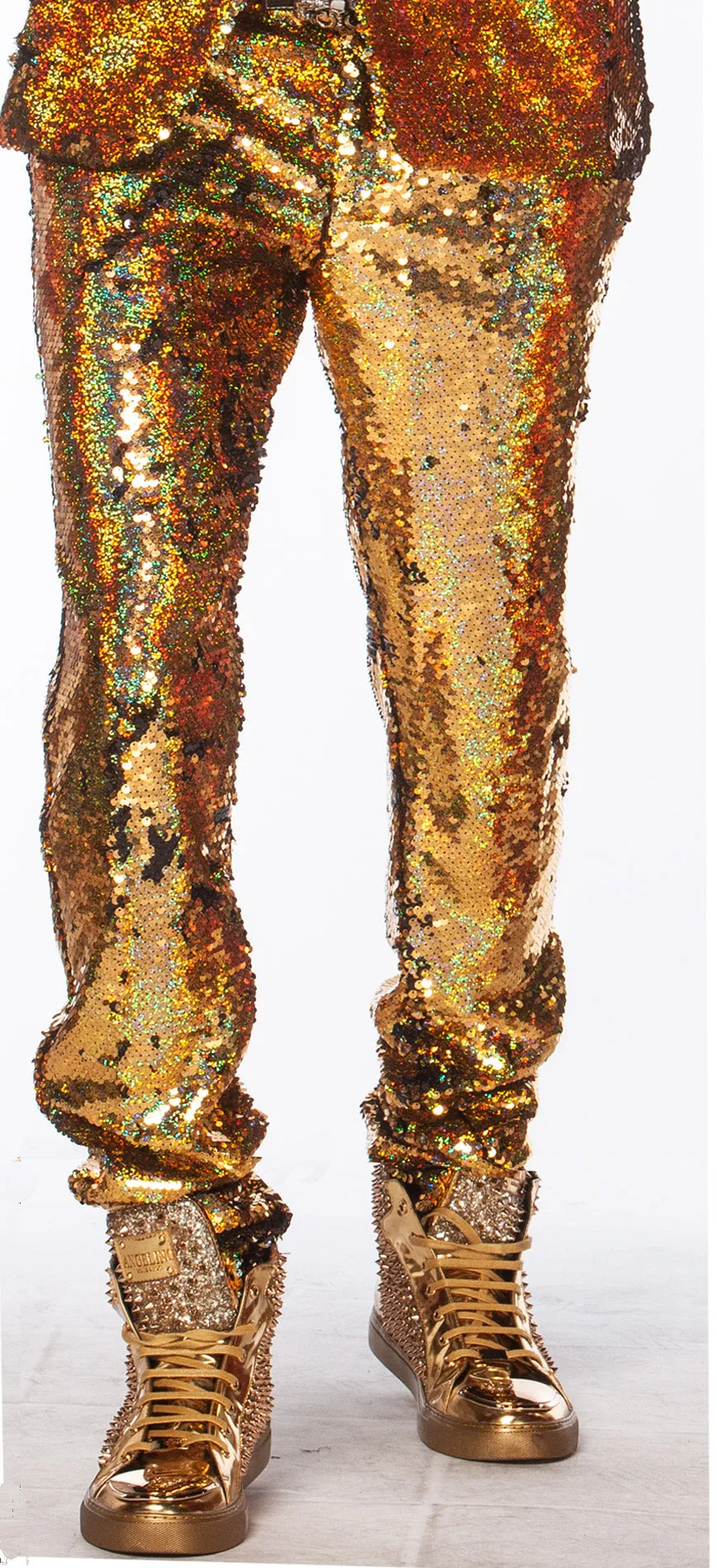 Sequin Pants Men - Gold/Black