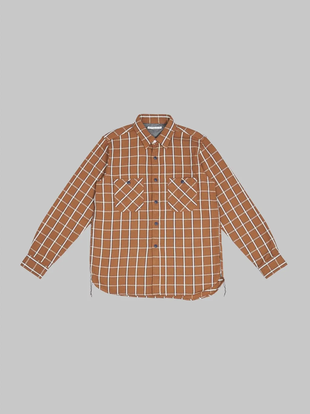 Seuvas Twill Work Flannel Shirt Amakusa Button Mocha