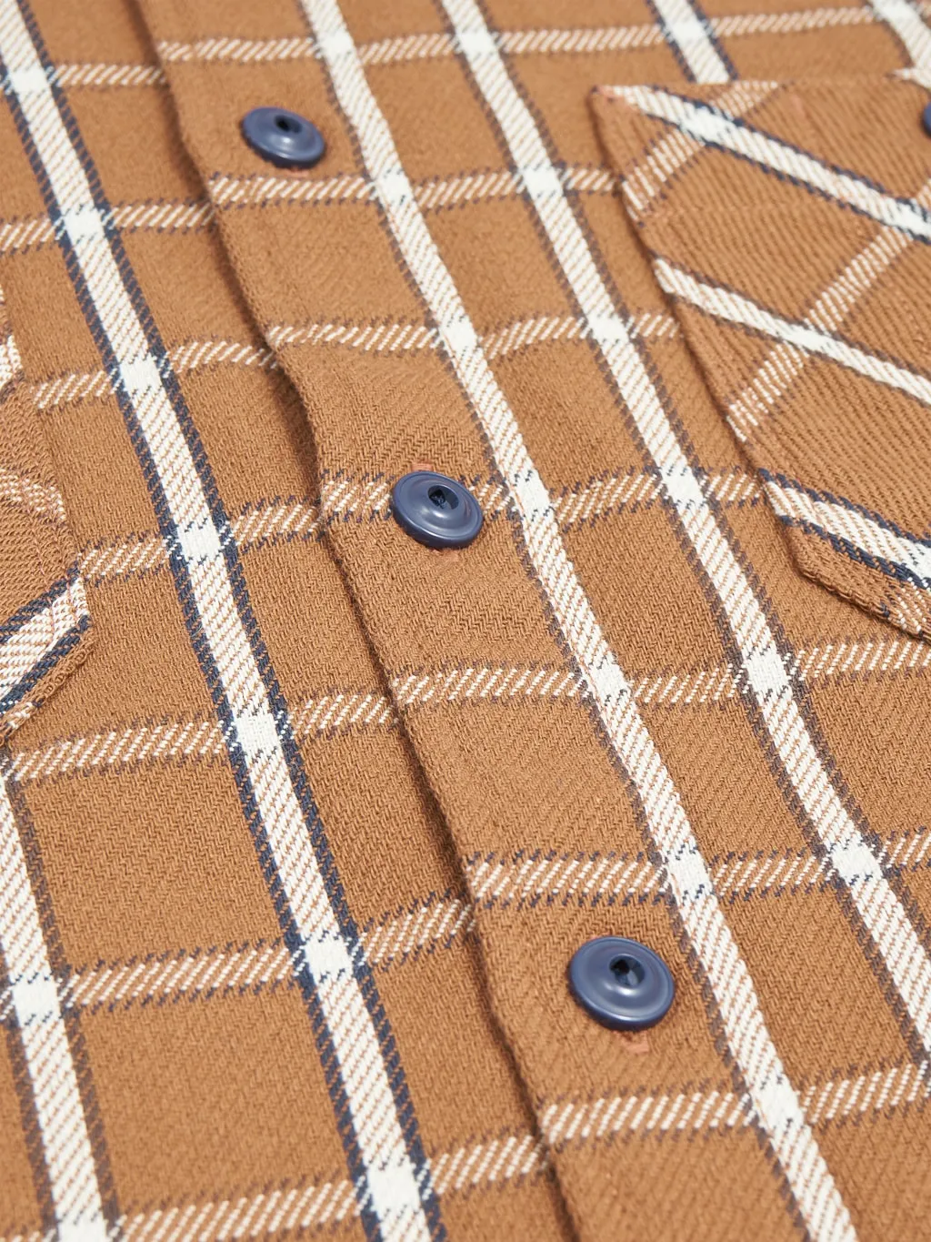 Seuvas Twill Work Flannel Shirt Amakusa Button Mocha