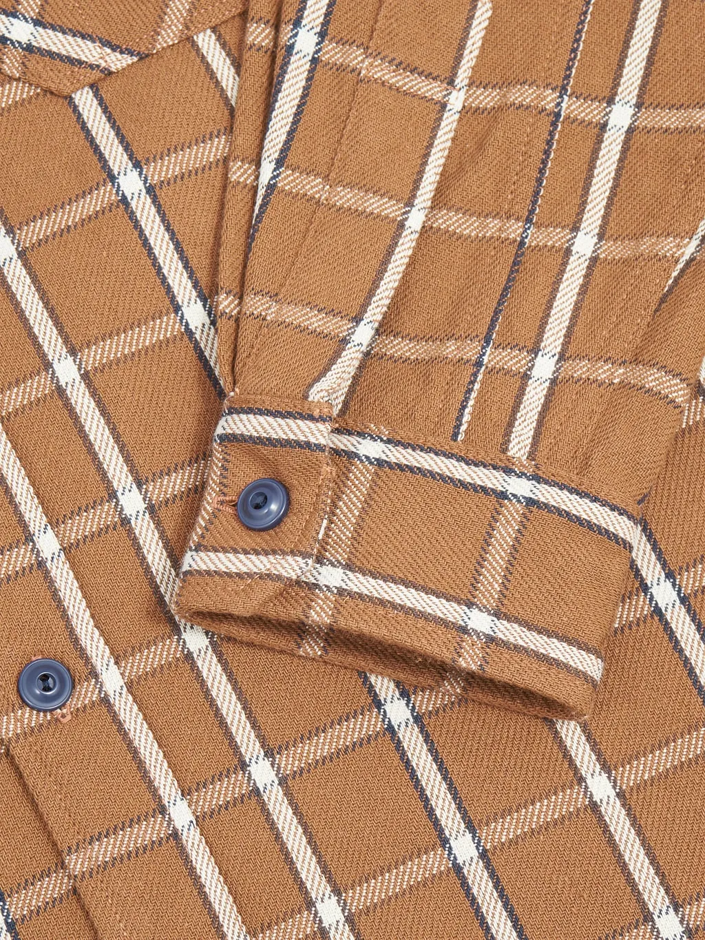 Seuvas Twill Work Flannel Shirt Amakusa Button Mocha