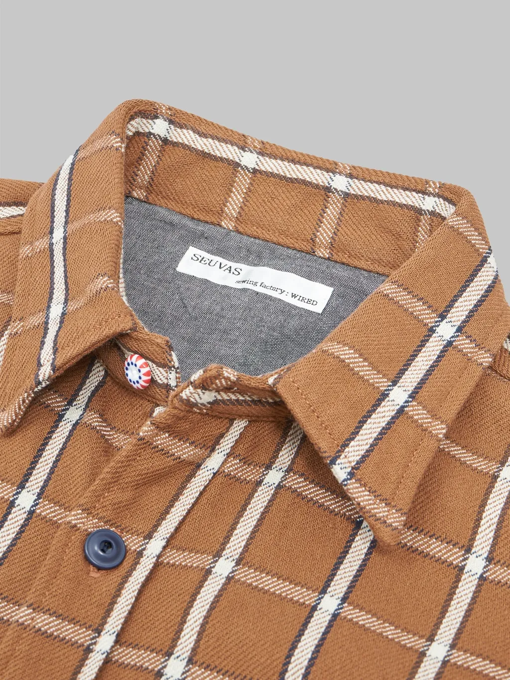 Seuvas Twill Work Flannel Shirt Amakusa Button Mocha