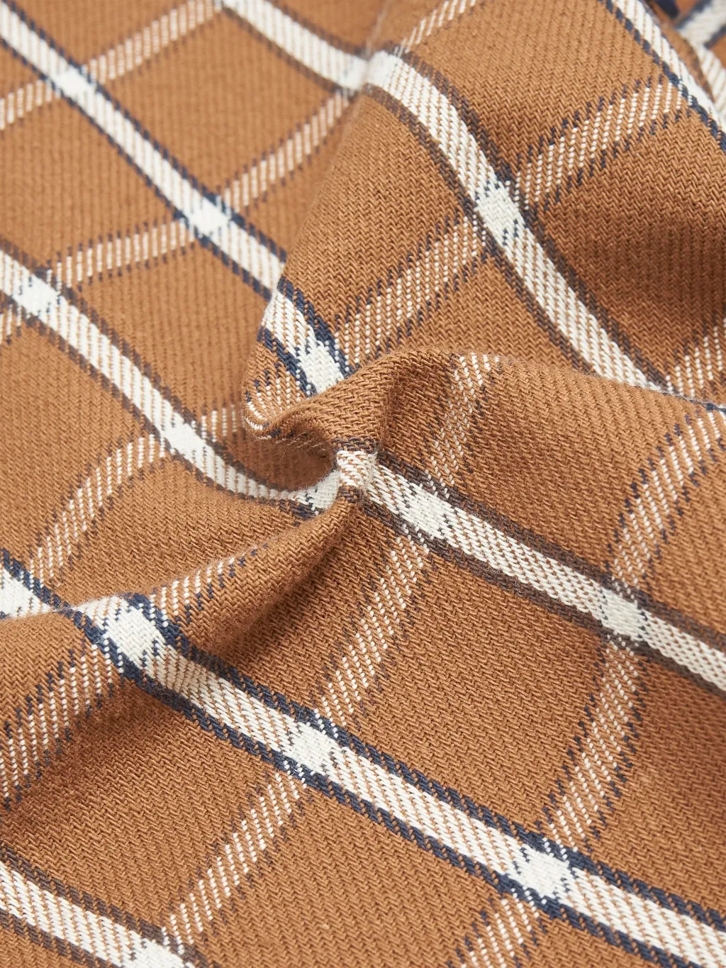 Seuvas Twill Work Flannel Shirt Amakusa Button Mocha