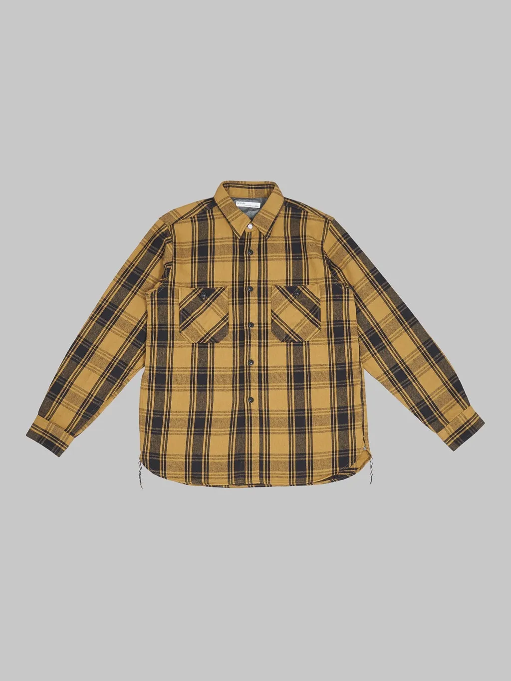 Seuvas Twill Work Flannel Shirt Amakusa Button Mustard